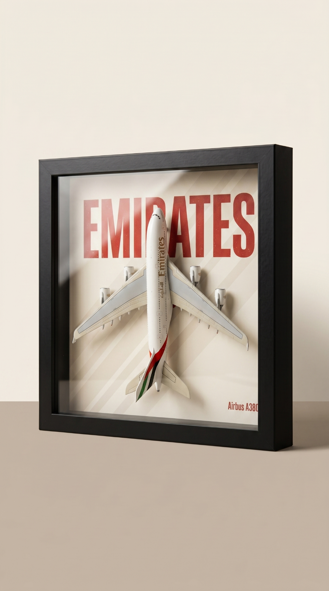 Emirates A380 · Ivory Ground, Red Title