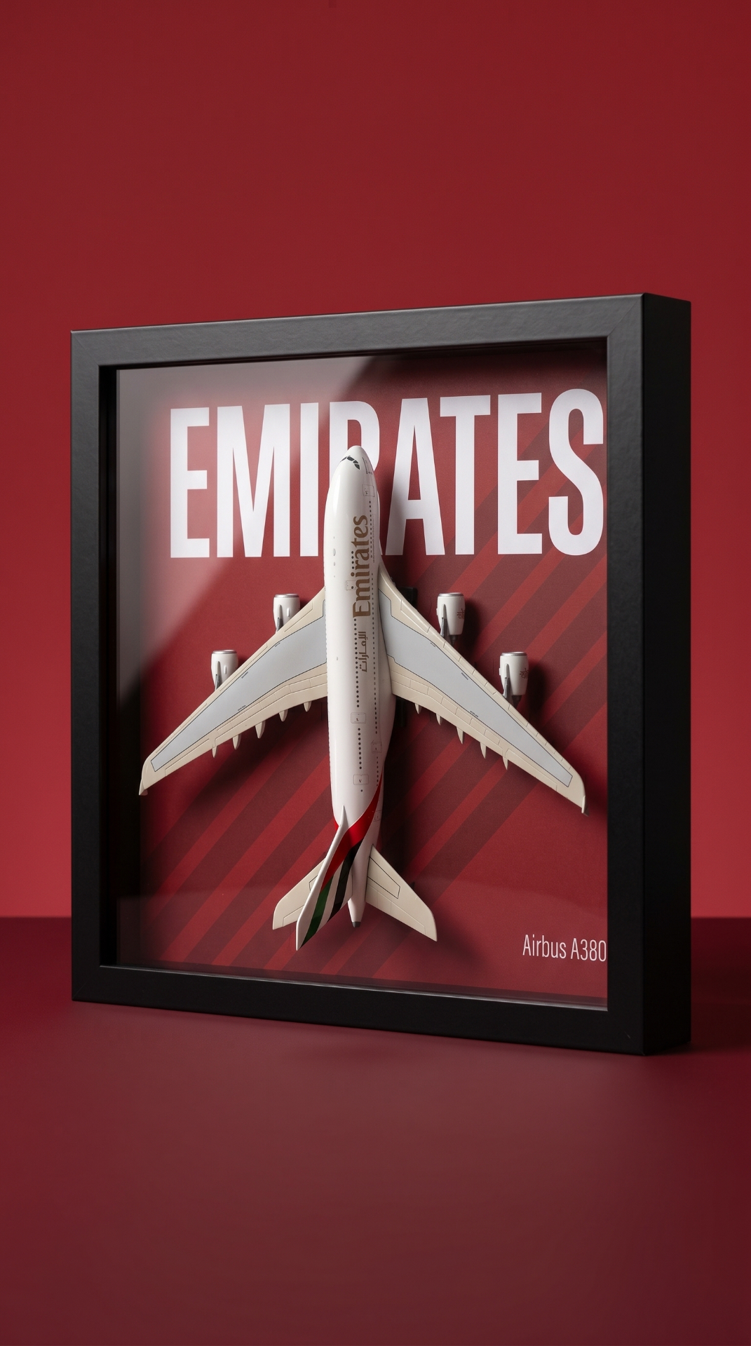 Bespoke Etihad A380 shadow-box frame by The Aviator's Keep